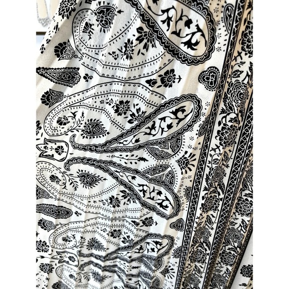 Lane Bryant Black‎ and White Pleated Paisley One Shoulder Maxi Dress SZ 22 - Picture 7 of 15